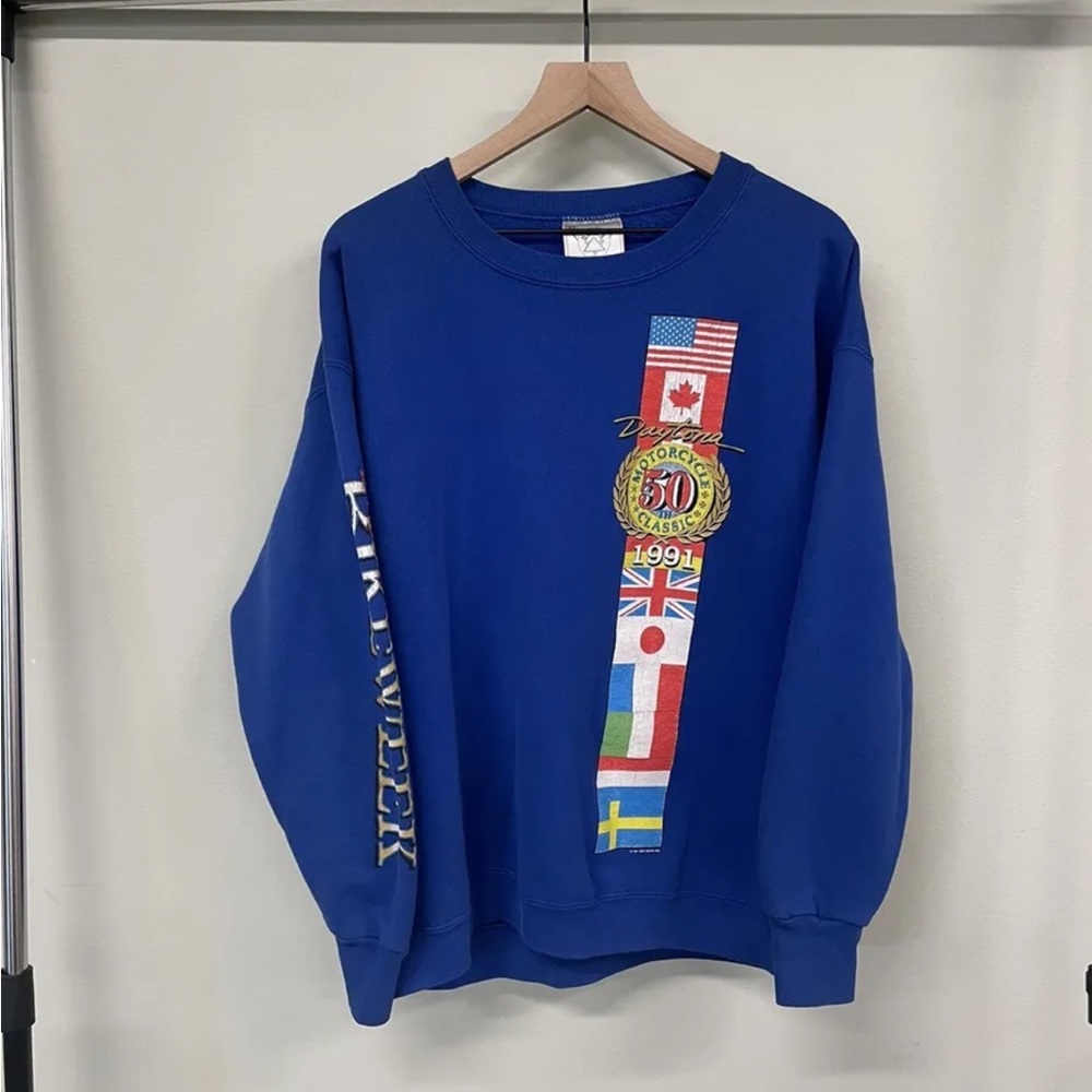 RARE Vintage 1991 Daytona Racing Bike Week Crewneck Sweatshirt Size Large